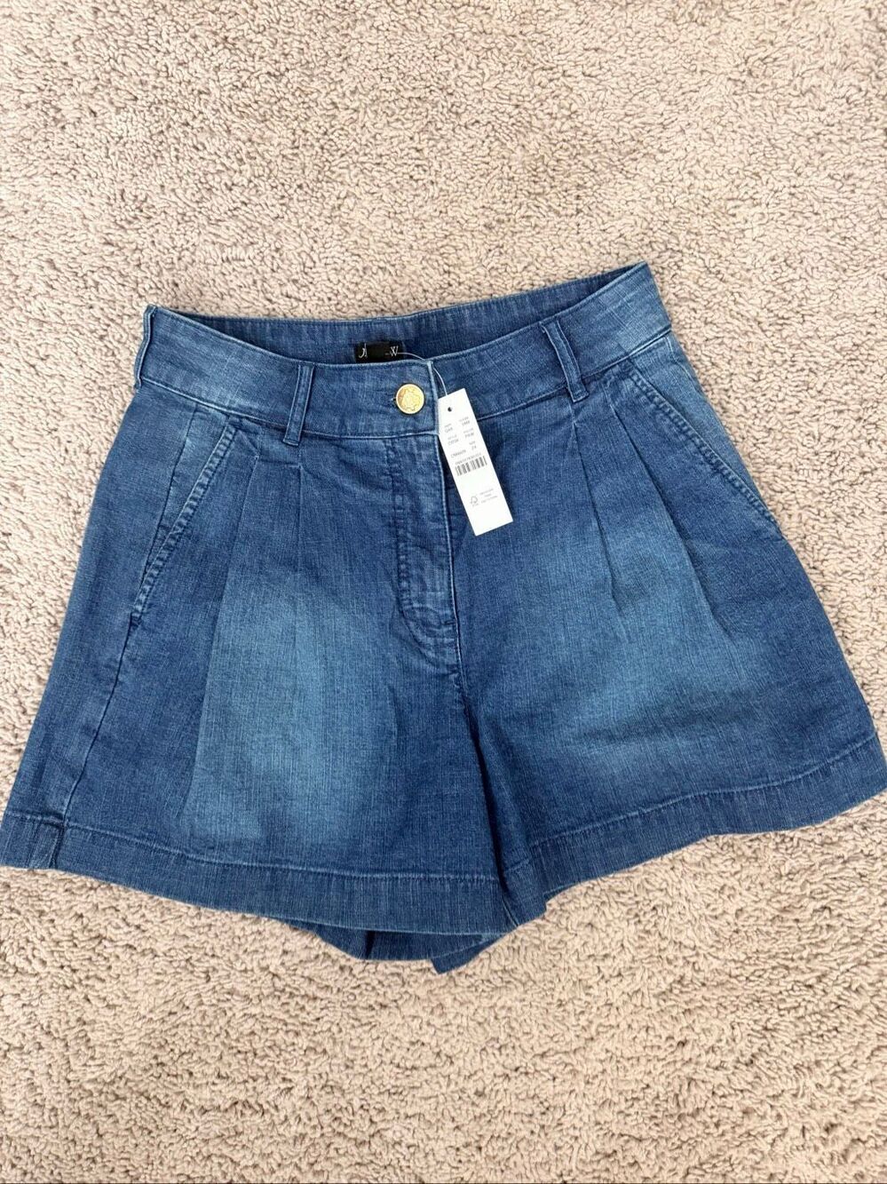 J. Crew Womens Pleated Denim Shorts High Rise Trouser Blue Jean NWT Size 24